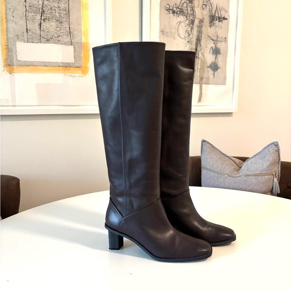 Elegant Bordeaux Knee-High Leather Boots